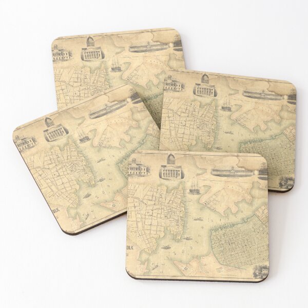 Item preview, Vintage Map of Portsmouth & Norfolk VA (1851) designed and sold by BravuraMedia.