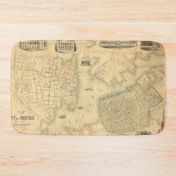 Item preview, Vintage Map of Portsmouth & Norfolk VA (1851) designed and sold by BravuraMedia.