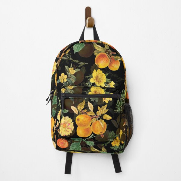 Item preview, Vintage Flowers and Golden Apples Botanical Night Garden on black Nightgarden designed and sold by UtArt.