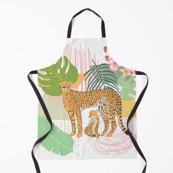 Item preview, Modern Minimalistic Illustration Tropical Cheatah Cat with Palmleaves designed and sold by UtArt.