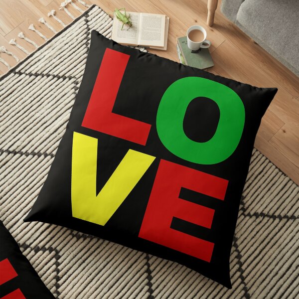 Love in red, green, yellow Floor Pillow