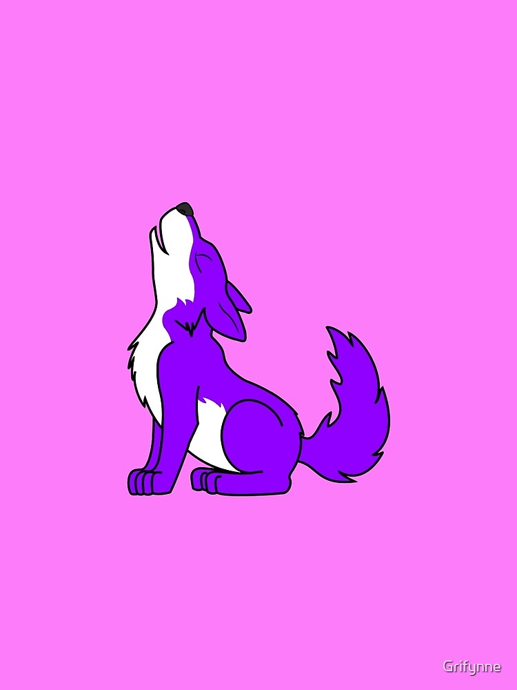 "Purple Howling Wolf Pup" T-shirt by Grifynne | Redbubble