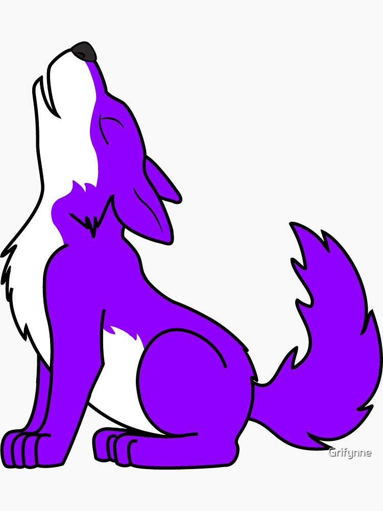 "Purple Howling Wolf Pup" Sticker by Grifynne | Redbubble