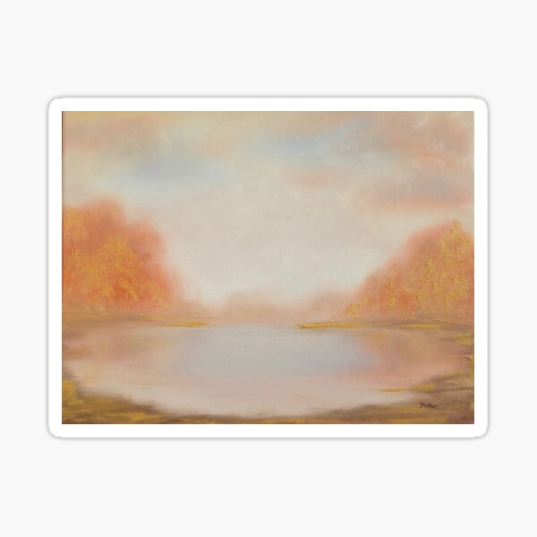 Autumn Lake - oil painting design Sticker