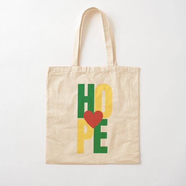 An expression of Hope with heart - Red, Green, Yellow Cotton Tote Bag