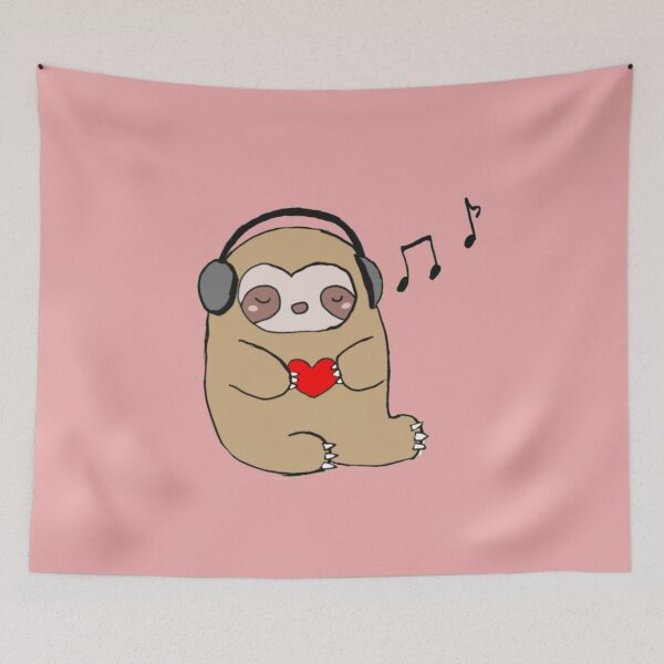 Item preview, sloth listening to hyped music designed and sold by simplysweets.