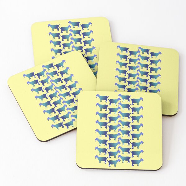 Item preview, Seamless Blue Goat Pattern (on pale yellow) designed and sold by Davey's Designs.