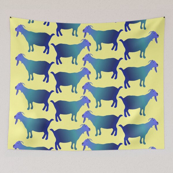 Item preview, Seamless Blue Goat Pattern (on pale yellow) designed and sold by Davey's Designs.