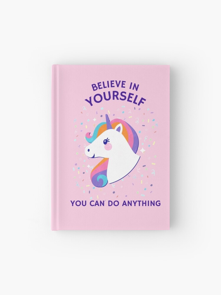 Cute Kawaii Girly Unicorn Inspirational quote “Believe in yourself