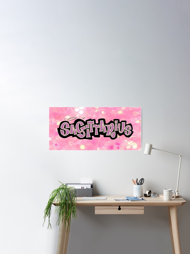 sagittarius bratz style - iconic pink glitter font logo cute y2k aesthetic  Mounted Print for Sale by sweetnsourbunny