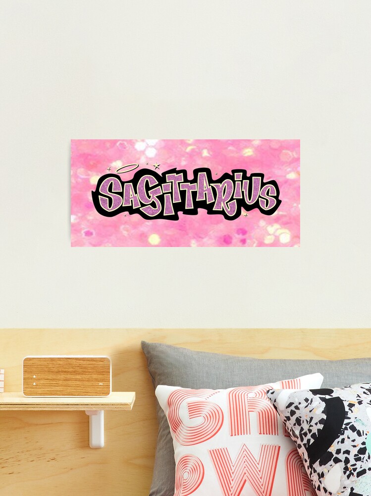 sagittarius bratz style - iconic pink glitter font logo cute y2k aesthetic  Mounted Print for Sale by sweetnsourbunny