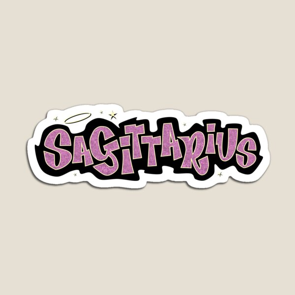 Item preview, sagittarius bratz style - iconic pink glitter font logo cute y2k aesthetic designed and sold by sweetnsourbunny.