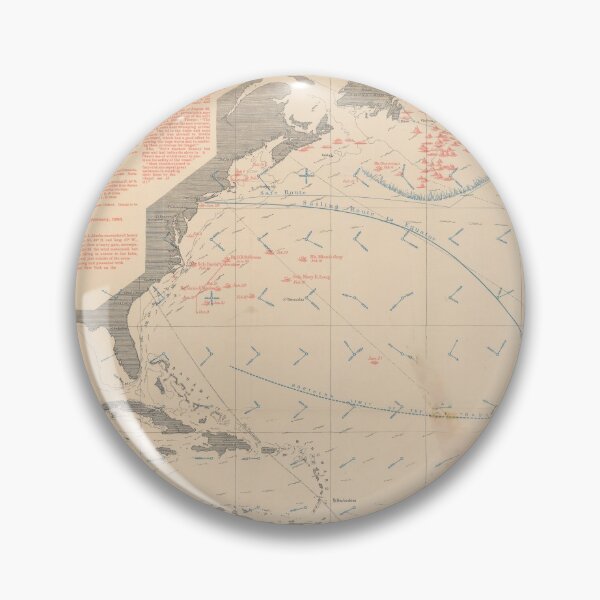 Item preview, Vintage North Atlantic Plane Pilot Map (1885) designed and sold by BravuraMedia.