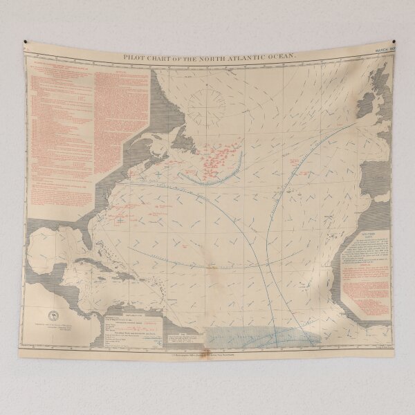 Item preview, Vintage North Atlantic Plane Pilot Map (1885) designed and sold by BravuraMedia.