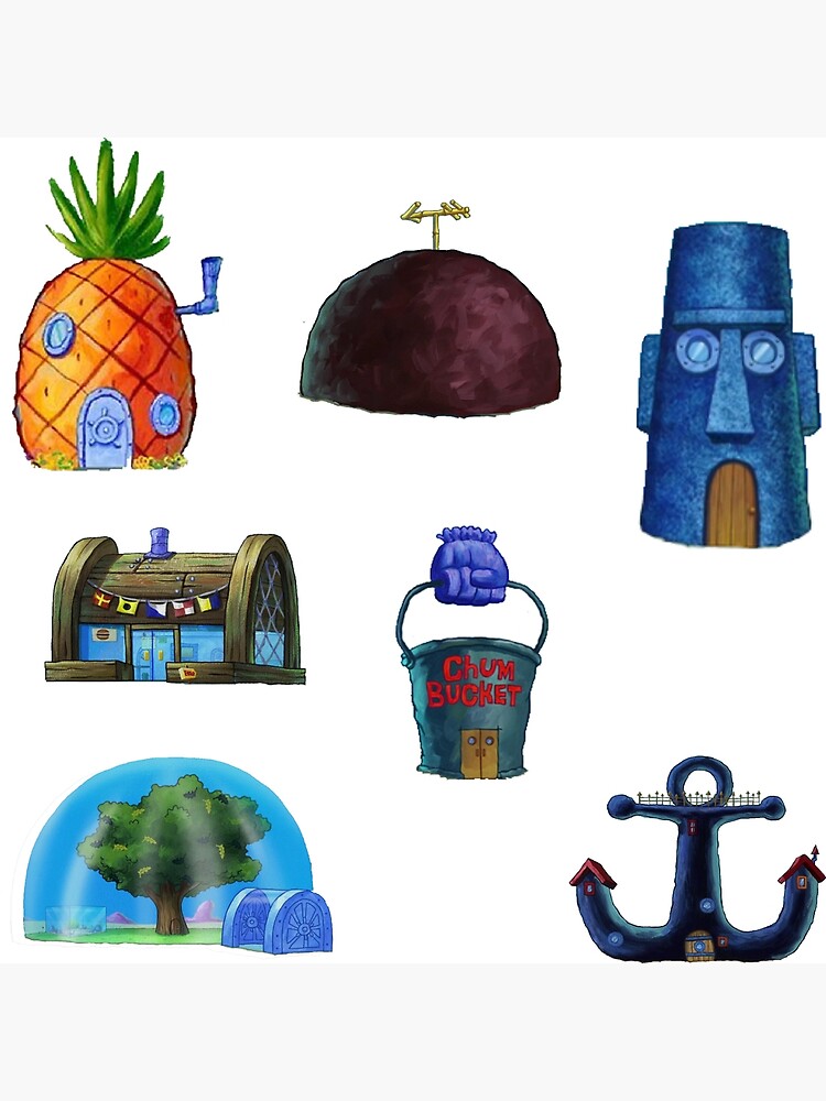 "Spongebob Houses 7 Sticker Sheet" Poster for Sale by TotalBubble