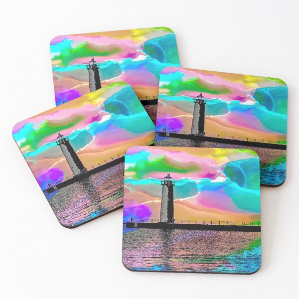 Item preview, Watercolor Sunset at Muskegon South Pier Lighthouse designed and sold by Creatively Colette’s .