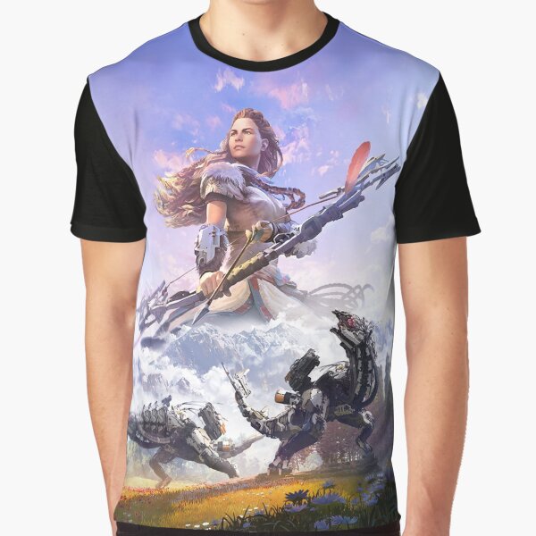 in the background are mountains with snow. Graphic T-Shirt