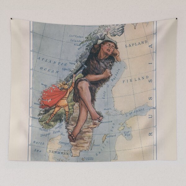 Item preview, Vintage Illustrative Map of Scandinavia (1912) designed and sold by BravuraMedia.