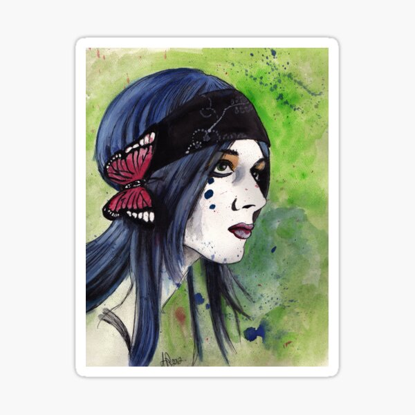 Girl With Blue Hair Sticker