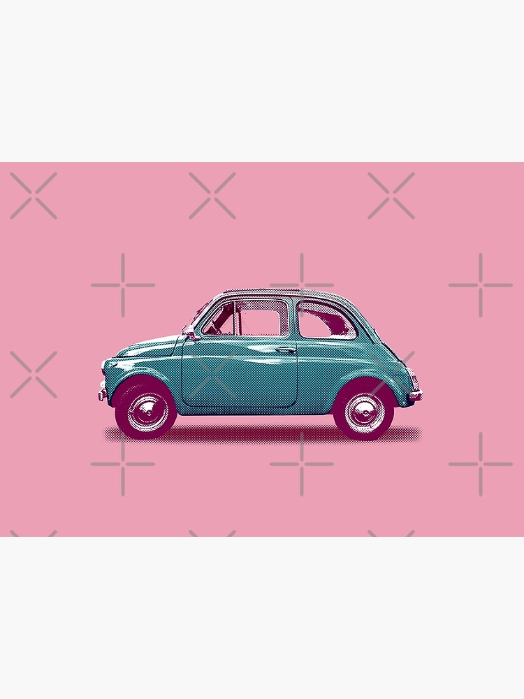 Discover Pink and Green Fiat 500 Premium Matte Vertical Poster