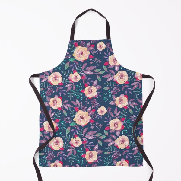 Item preview, Navy and Purple Cream Roses Floral Pattern designed and sold by SamuraiKate.