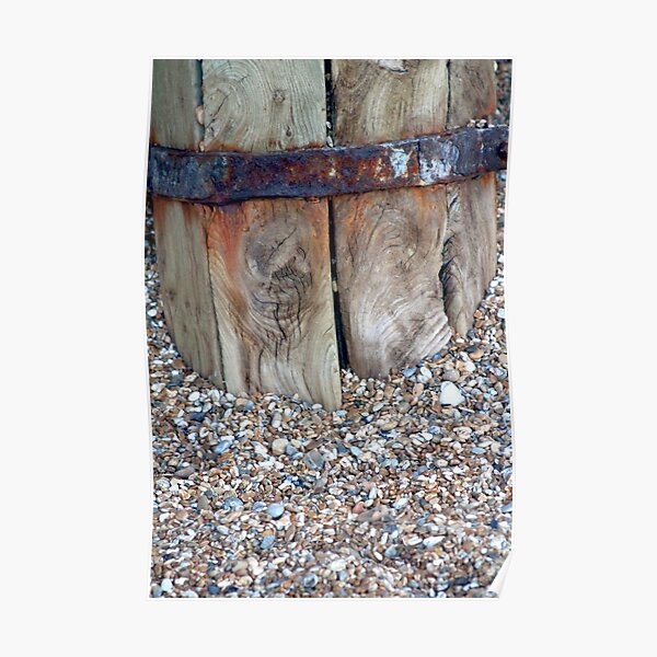beach combing distressed wood pebbles Poster