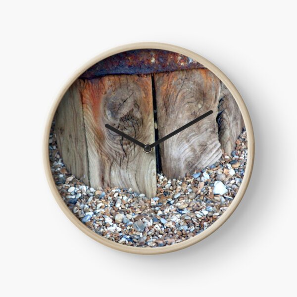 beach combing distressed wood pebbles Clock