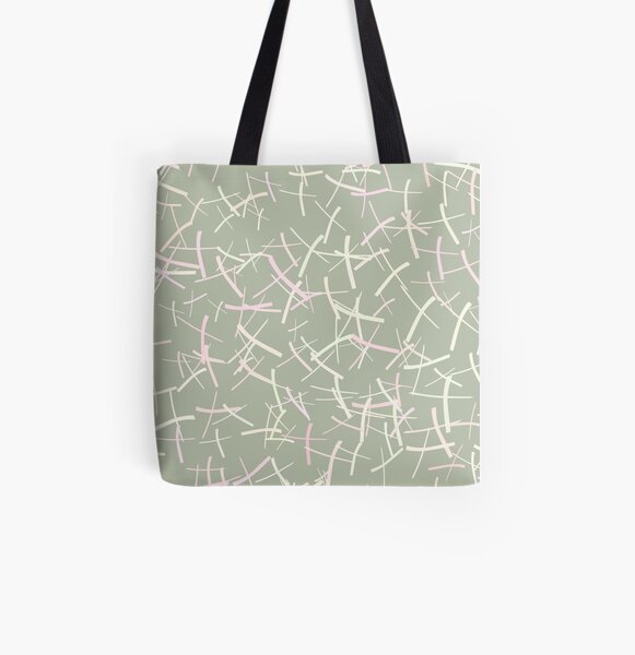Chaos Crosses In Sage Green, Cream and Pink | Pattern All Over Print Tote Bag