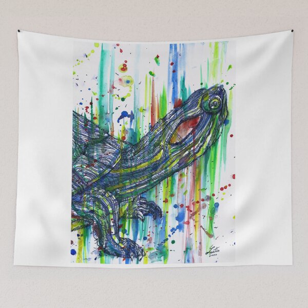 Item preview, TURTLE watercolor and ink portrait.2 designed and sold by lautir.