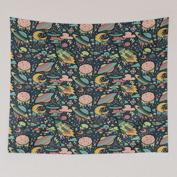 Item preview, Space Doodle Pattern, Aliens Print, designed and sold by thelastelement.