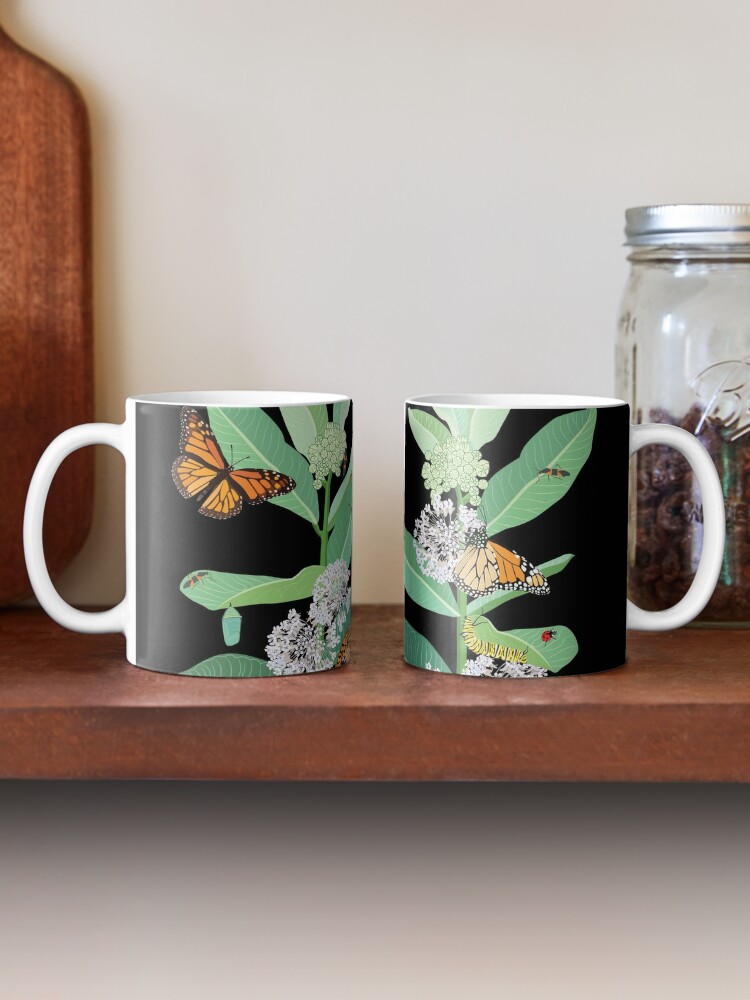 Monarch Butterfly Glass Coffee Mug, Butterfly Mason Jar Cup