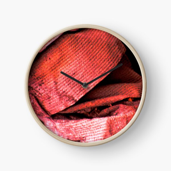 Rustic material in red Clock