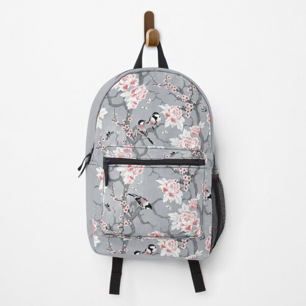Chinoiserie birds in grey Backpack