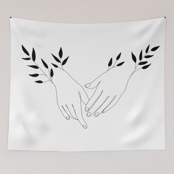 Item preview, One Line hands drawing. Hands icon. hands logo illustration. Minimalist print. Romantic illustration. Hands palms together.  designed and sold by OneLinePrint.