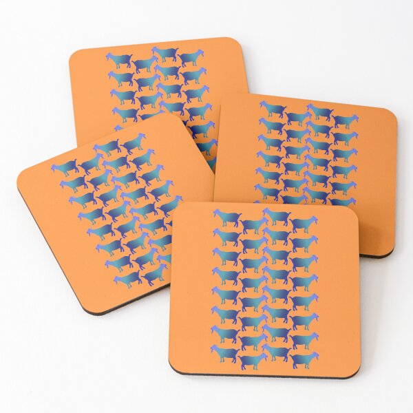 Item preview, Seamless Blue Goat Pattern (on orange) designed and sold by Davey's Designs.