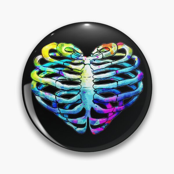 Item preview, Skeleton rib heart,, Rimbow watercolor ribcage, rib cage, heart shape designed and sold by Collagedream.