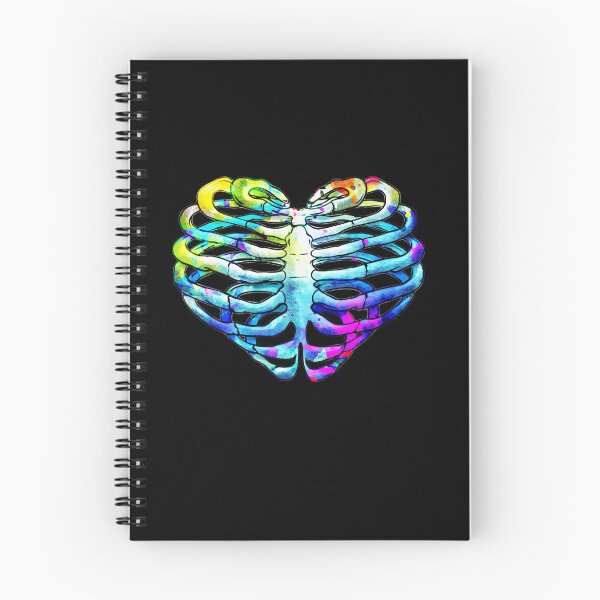Item preview, Skeleton rib heart,, Rimbow watercolor ribcage, rib cage, heart shape designed and sold by Collagedream.
