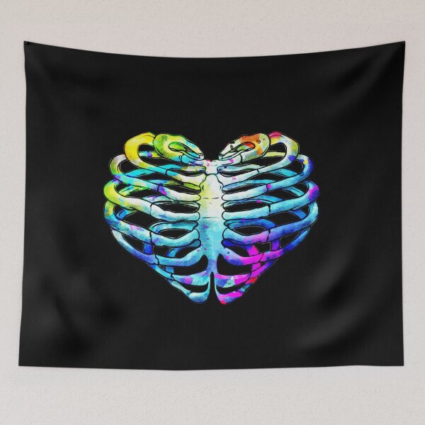 Item preview, Skeleton rib heart,, Rimbow watercolor ribcage, rib cage, heart shape designed and sold by Collagedream.