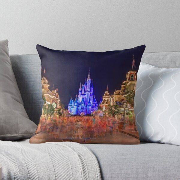 Nighttime On Main Street USA Throw Pillow