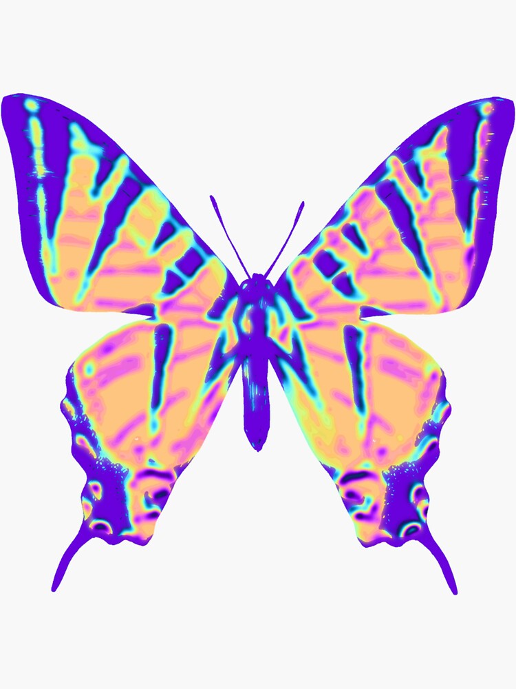 Thumbnail 3 of 3, Sticker, Purple Tiger Butterfly designed and sold by dinaaaaaah.