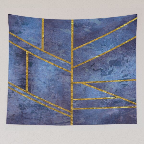 Item preview, Abstract blue design with Gold stripes.  decorating, glitter designed and sold by jayne0524.