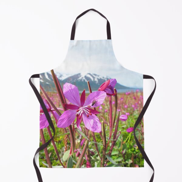 Watercolor Fly, House Fly 02, and Dwarf Fireweed, Dallvik, Iceland Apron