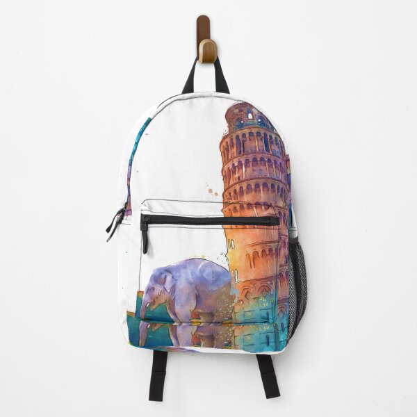 Item preview, Elephant Leaning Tower of Pisa Watercolor Art designed and sold by lowodesigns.