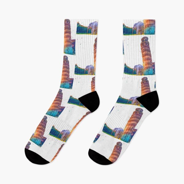 Item preview, Elephant Leaning Tower of Pisa Watercolor Art designed and sold by lowodesigns.
