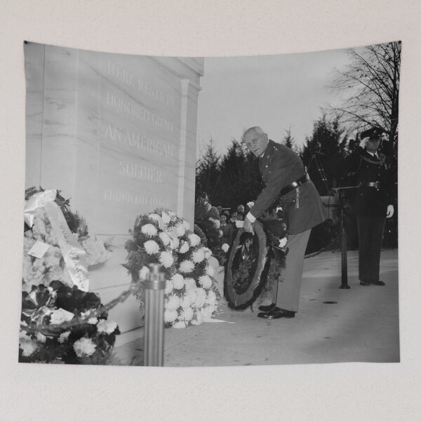Item preview, General Pershing Laying Wreath On Tomb Of The Unknown Soldier - 1938 designed and sold by warishellstore.