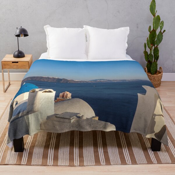 Item preview, Santorini island Blue Dome and white houses, Greece designed and sold by WanderlustBunny.