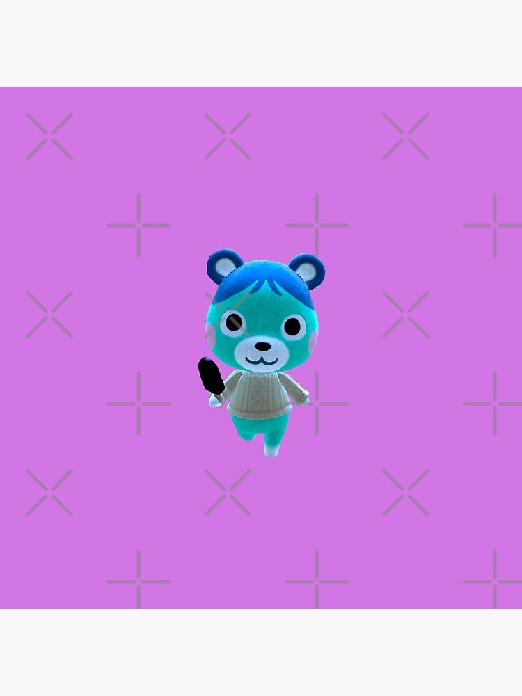 "ACNH Bluebear Snacking on Ice Cream" Pin for Sale by StarRainbow Redbubble