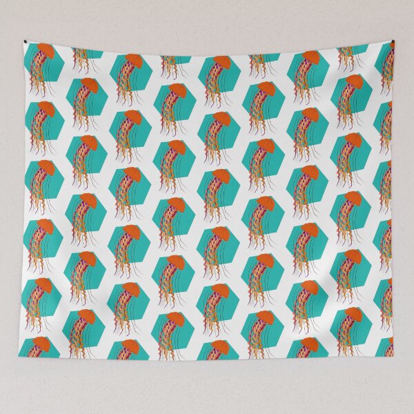 Item preview, Jellyfish Geometric Wildlife Art with Shape Background designed and sold by WildByNature.