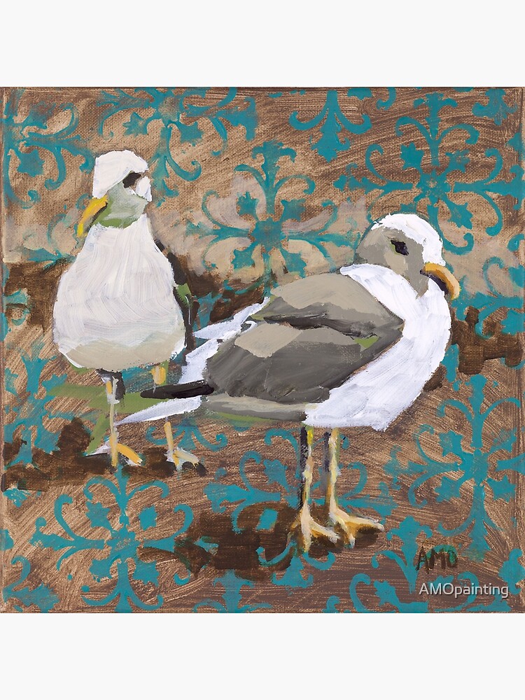 Seagull Couple with Pattern by AMOpainting