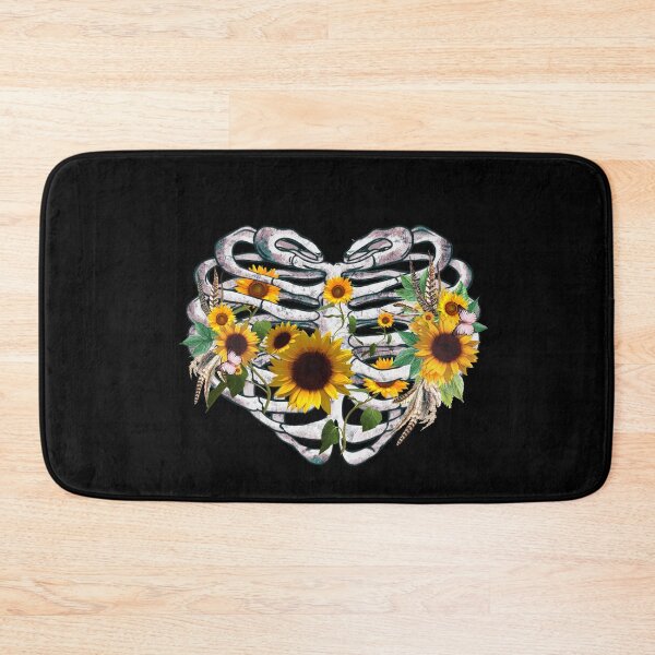 Item preview, Skeleton rib heart, Bones and Botany,sunflowers, Broken, heart, watercolor design, heart disease awareness designed and sold by Collagedream.